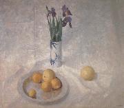 NC Wyeth Still Life with Iris and Oranges oil painting